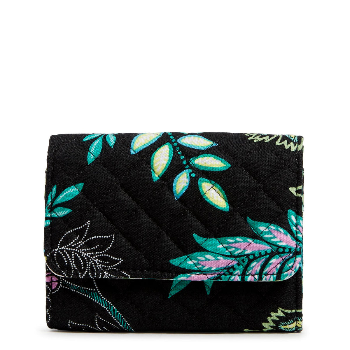 Vera Bradley RFID Riley Compact Wallet In Island Garden Pattern.