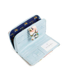 Vera Bradley RFID Turnlock Wallet in Sea Air Floral pattern, full inside view.