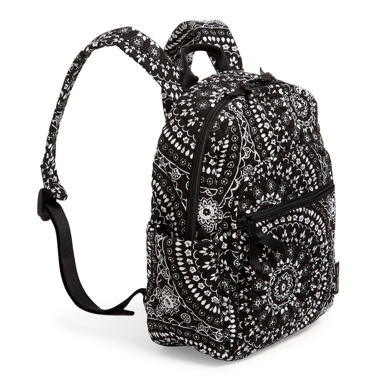 Small Backpack Black Bandana Medallion Side Drink Pocket