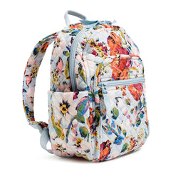 Vera Bradley Small Backpack in Sea Air Floral pattern, full side view.