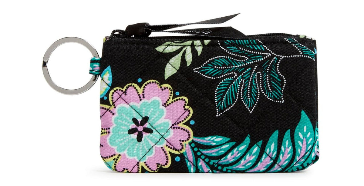 Vera Bradley RFID Deluxe Zip ID Case In Island Garden Pattern.