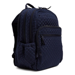 A right side view of a A Vera Bradley XL Campus Backpack In Classic Navy.