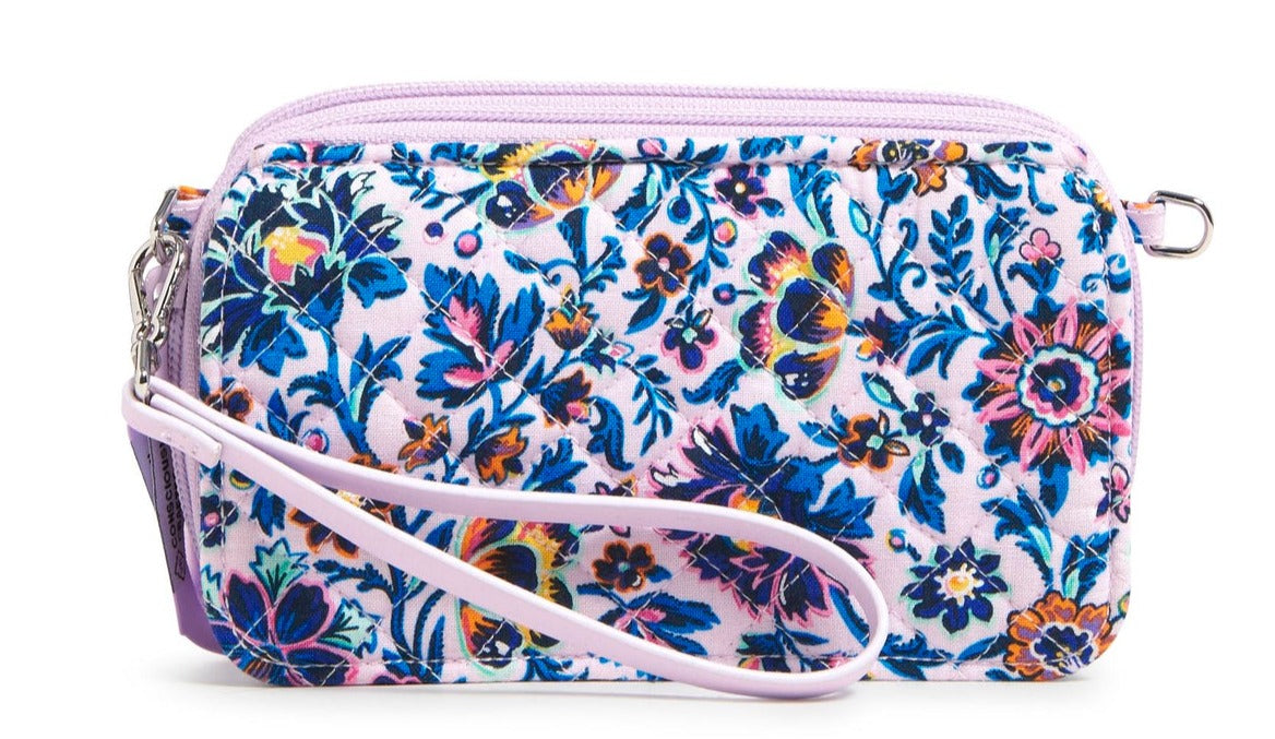 Vera Bradley RFID All in One Crossbody Bag In Cloud Vine Multi Pattern.