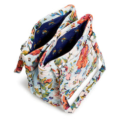 Vera Bradley Multi-Compartment Shoulder Bag in Sea Air Floral pattern, top view.
