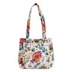 Vera Bradley Multi-Compartment Shoulder Bag in Sea Air Floral pattern, full front view.