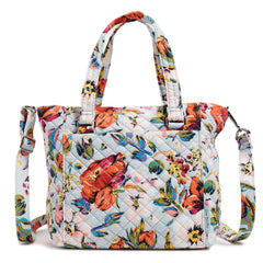 Vera Bradley Multi-Strap Shoulder Bag in Sea Air Floral pattern, full front view.
