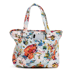 Vera Bradley Multi-Strap Shoulder Bag in Sea Air Floral pattern, full back pocket view.