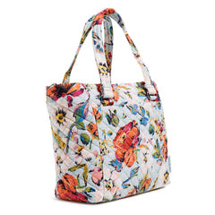 Vera Bradley Multi-Strap Shoulder Bag in Sea Air Floral pattern, side view.