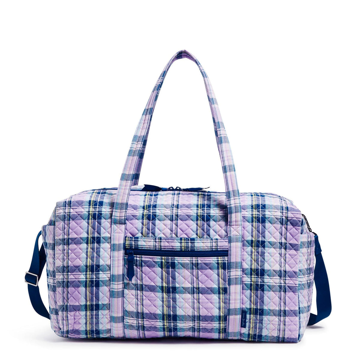 Vera Bradley Large Travel Duffel Bag In Amethyst Plaid Pattern.