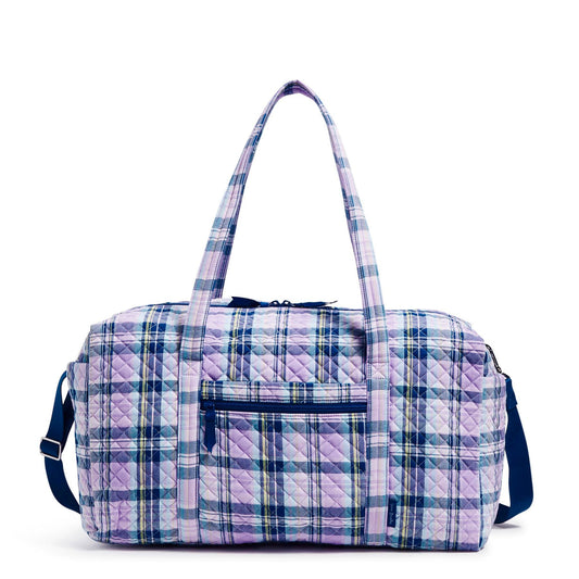 Vera Bradley Large Travel Duffel Bag In Amethyst Plaid Pattern. 1230