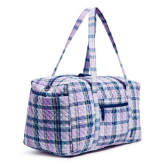 Vera Bradley Large Travel Duffel Bag In Amethyst Plaid Pattern.