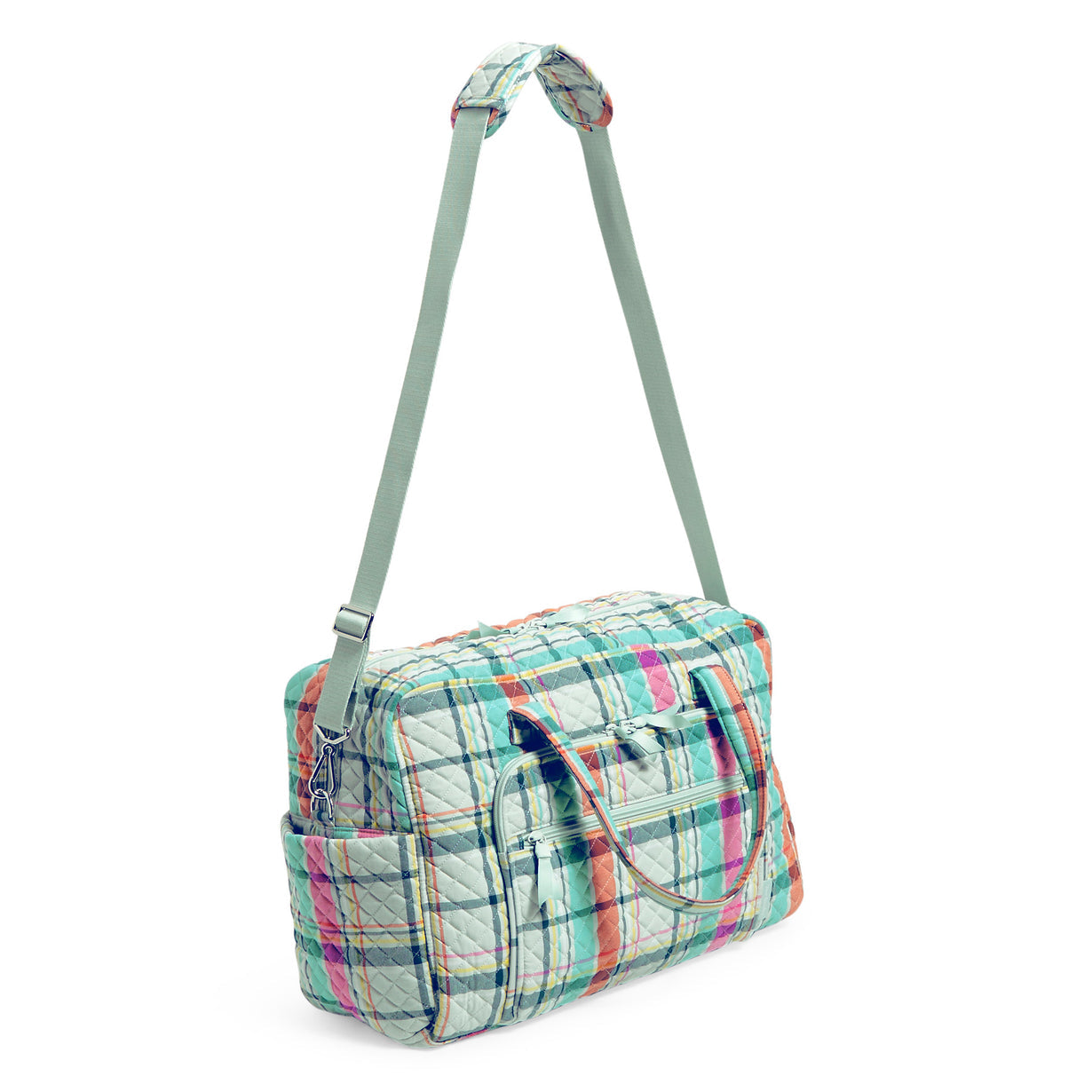 Weekender Travel Bag Pastel Plaid Shoulder Strap