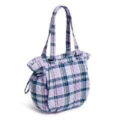 Vera Bradley Glenna Satchel Bag For Women In Amethyst Plaid Pattern, Side View.