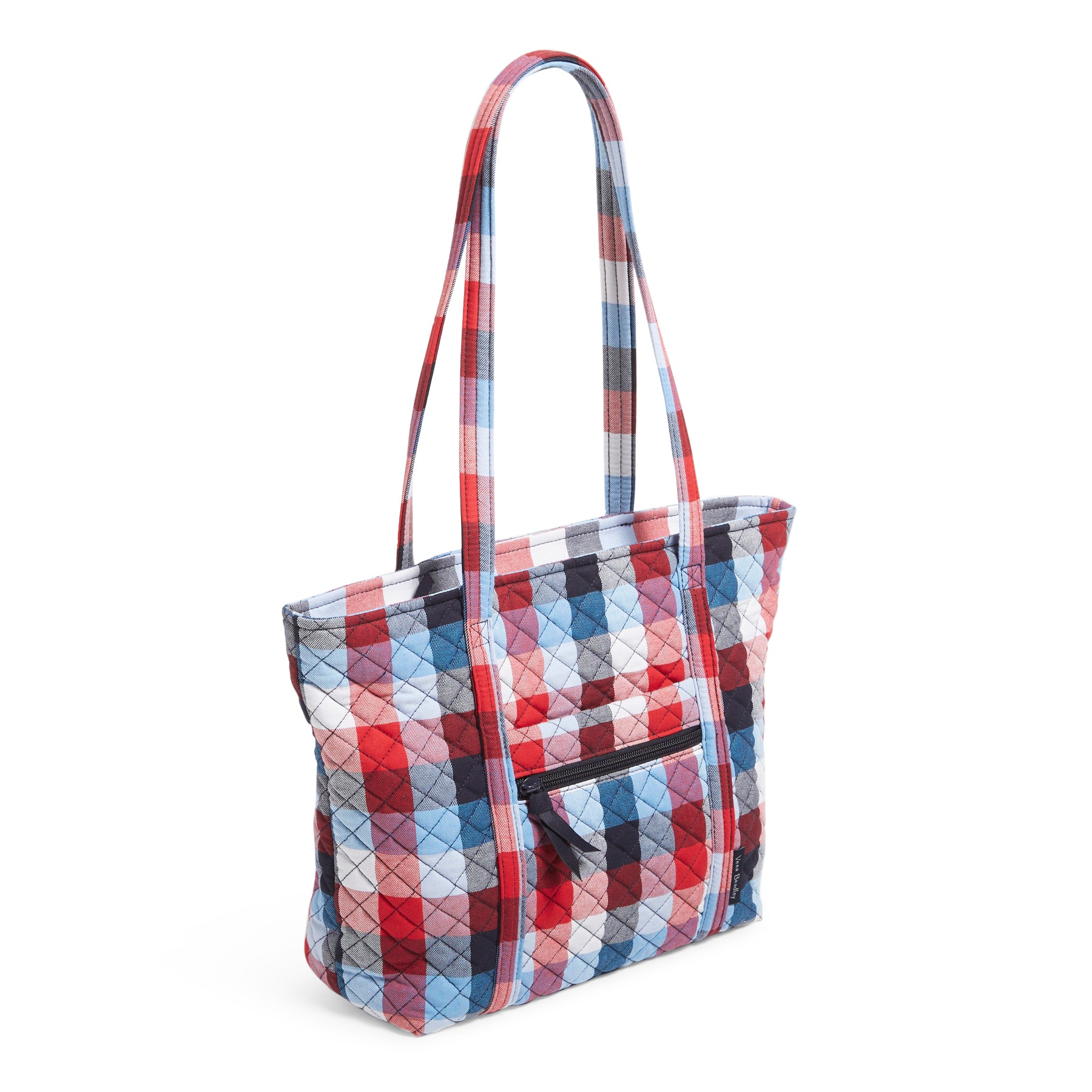 Small Vera Tote Patriotic Plaid Side View