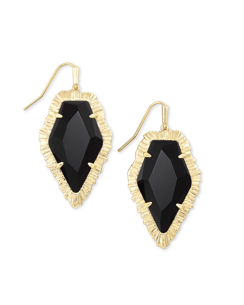Kendra Scott Tessa Gold Drop Earrings In Black Obsidian