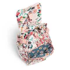 Utility Mini Backpack Prairie Paisley Drawstring Closed With Front Pocket Open
