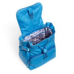 Utility Mini Backpack Blue Aster Inside Pattern With Draw String
