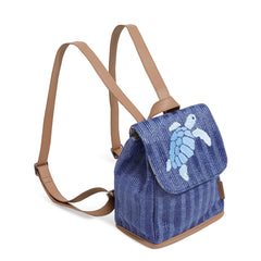Straw Mini Backpack Regatta Turtle Blue Straps