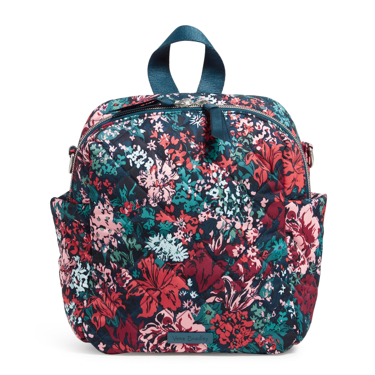Convertible Small Backpack In Cabbage Rose Cabernet - Image 1 - Vera Bradley