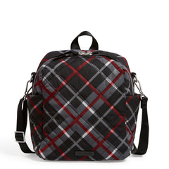 The front of a Vera Bradley convertible small backpack in paris plaid pattern