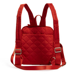 The shoulder straps of the bag raised up with a behind the back view
