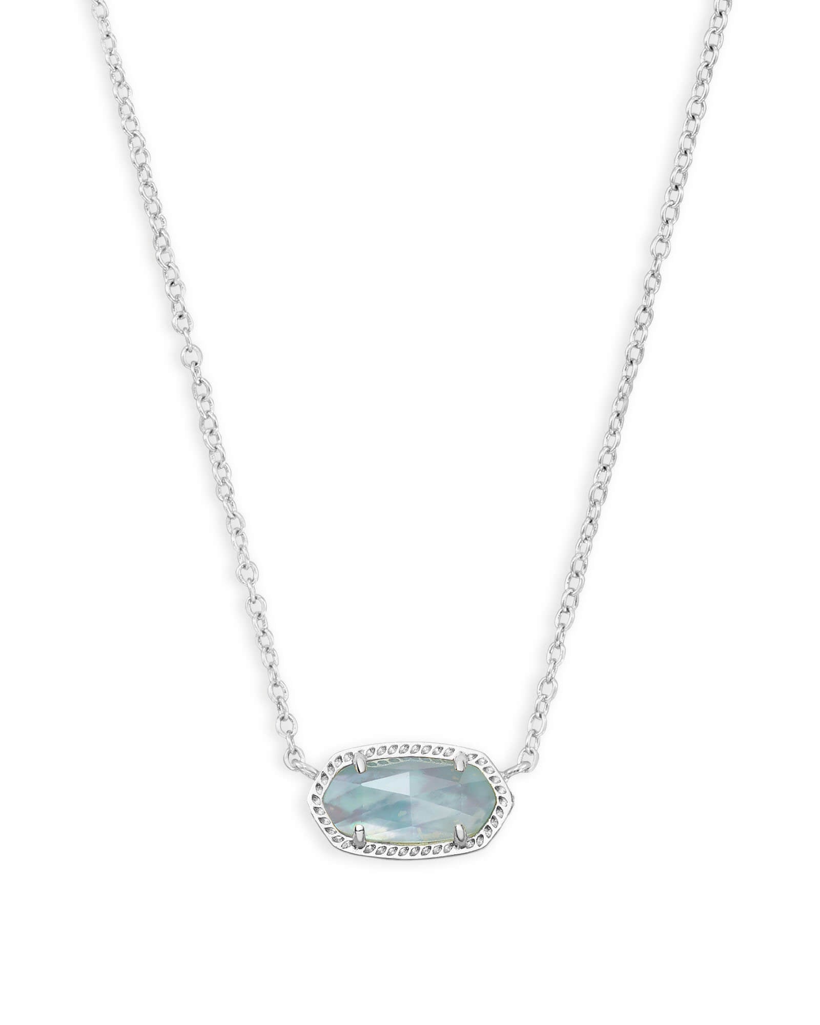 Elis Silver Pendant Necklace - Light Blue Illusion Front View