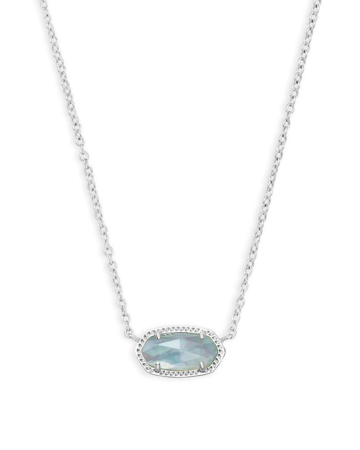 Elis Silver Pendant Necklace - Light Blue Illusion Front View