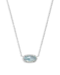 Elis Silver Pendant Necklace - Light Blue Illusion Front View