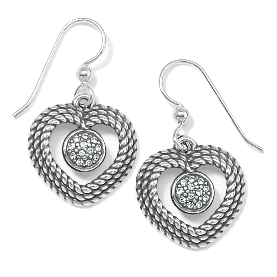Portuguese Heart French Wire Earrings Front View