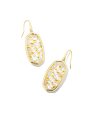 Kendra Scott Framed Elle Drop Earrings In Gold White Mosiac Glass.