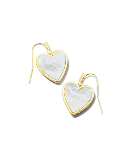 Heart Drop Earrings Gold Ivory Mother Of Pearl - Image 1 - Kendra Scott 1600