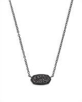 Elisa Gunmetal Black - Drusy Necklace