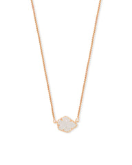 Tess Rose Gold Pendant Necklace - Iridescent Drusy Front View
