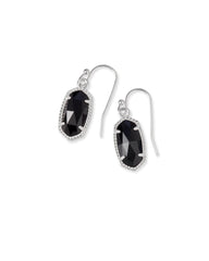 Lee Silver Drop Earrings In Black Opaque Glass Kendra Scott