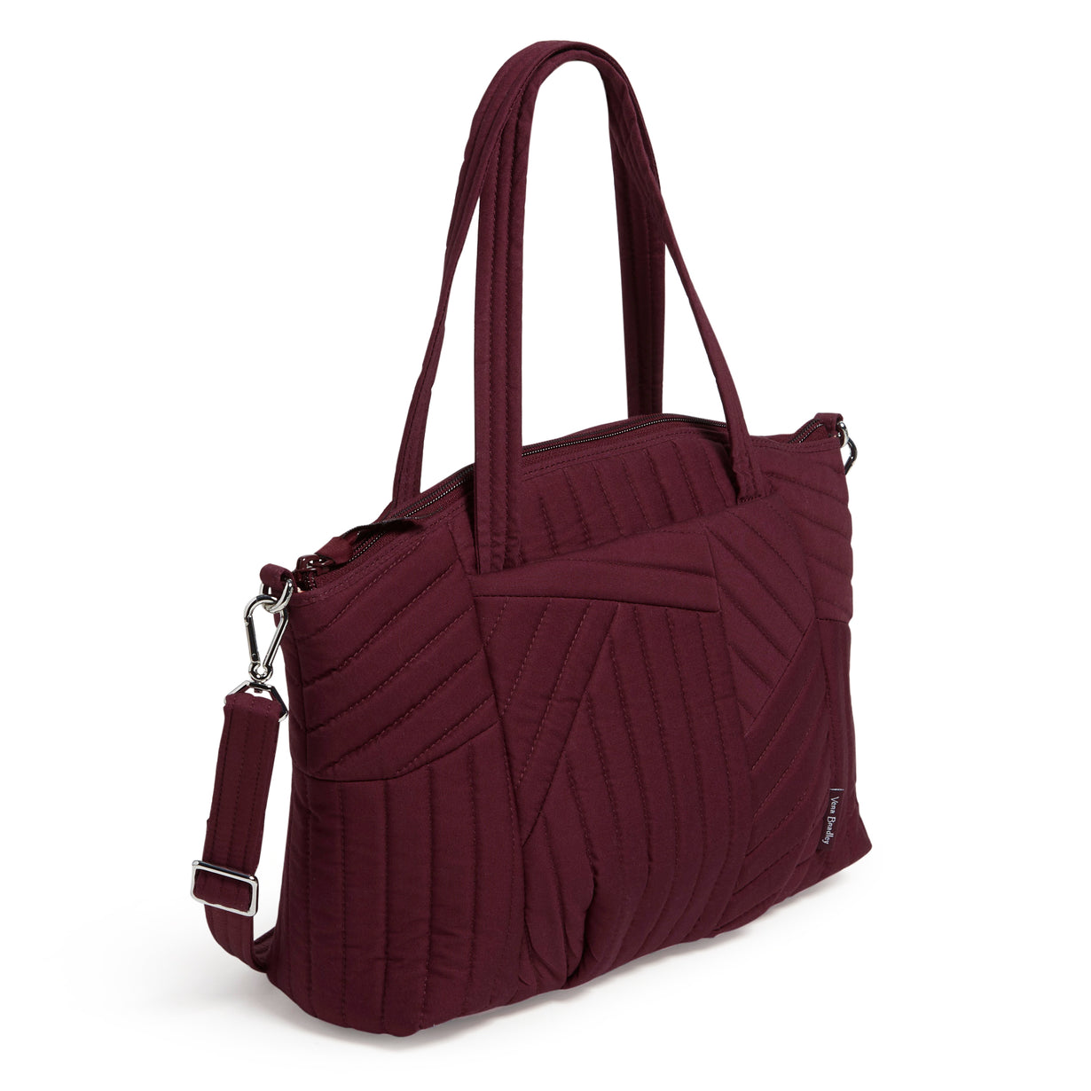 Pleated Multi-Strap Satchel Mulled Wine Side