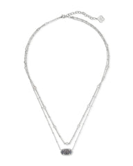 Elisa Rhodium Platinum Drusy Multi Strand Necklace Chain View