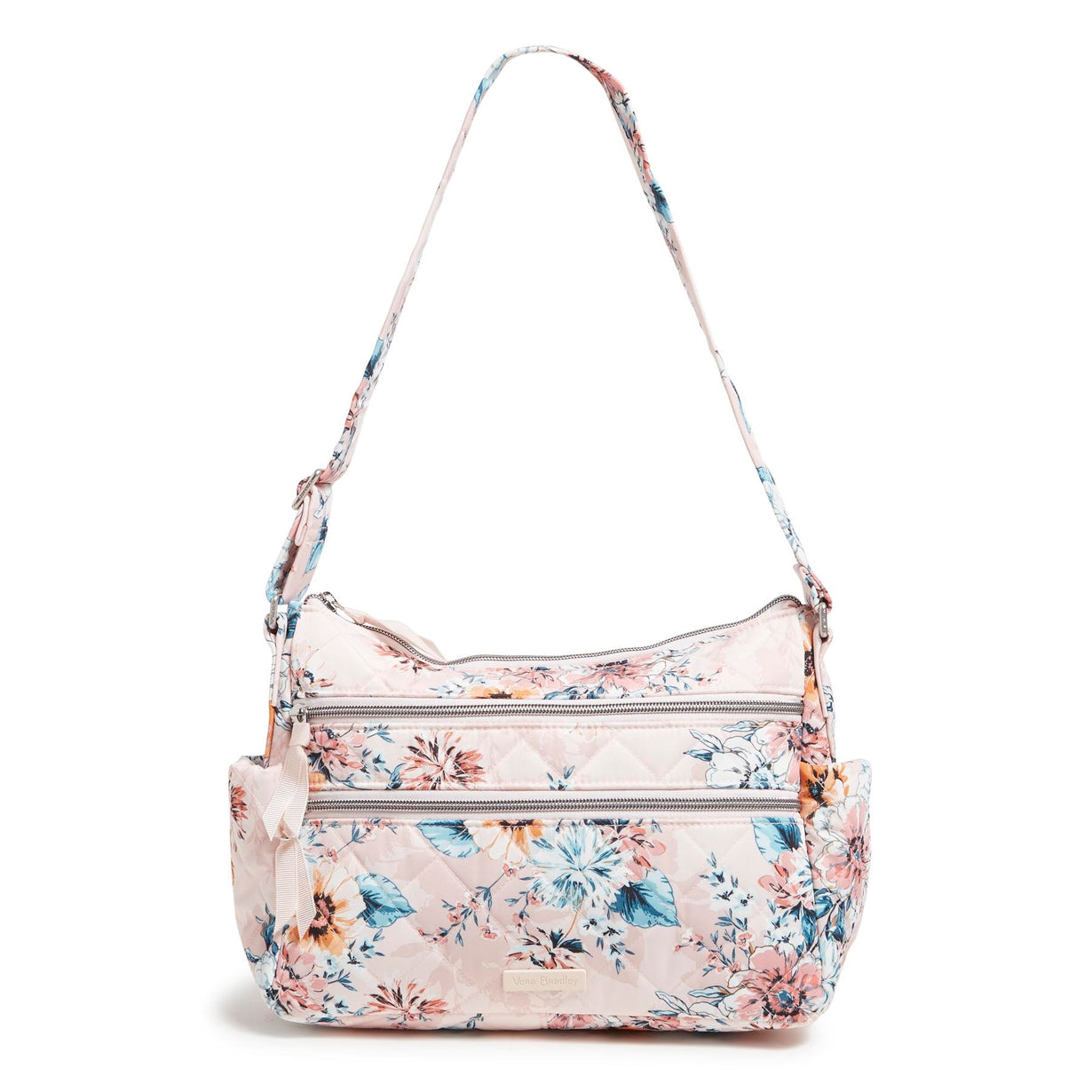 Triple Zip Shoulder Bag Peach Blossom Bouquet