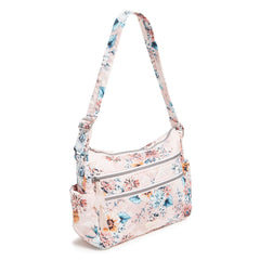Triple Zip Shoulder Bag Peach Blossom Bouquet