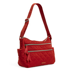 Triple Zip Shoulder Bag In Cardinal Red