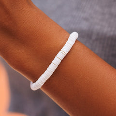 Pastel Disc Stretch Bracelet White