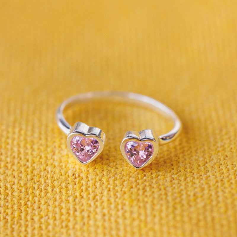 Twin Hearts Gemstone Ring