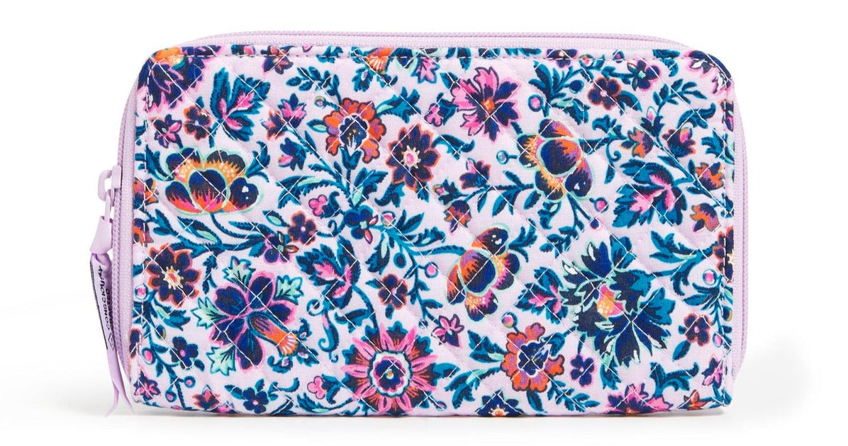 Vera Bradley RFID Deluxe Travel Wallet In Cloud Vine Multi Pattern.