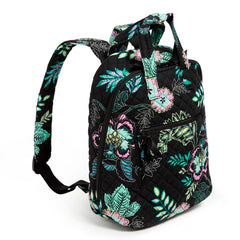 Vera Bradley Mini Totepack Bag In Island Garden Pattern, shown from the right side of the bag, with the padded shoulder straps in the back.