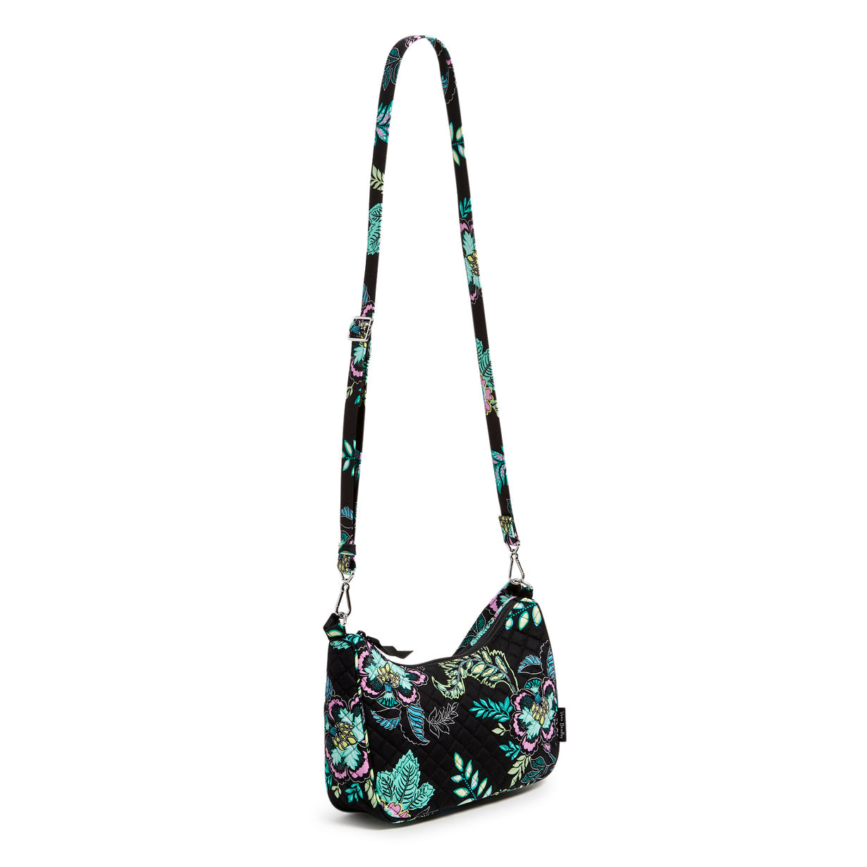 Vera Bradley Vera Bradley Frannie Crescent Crossbody In Island Garden Pattern, with the crossbody strap fully extended.