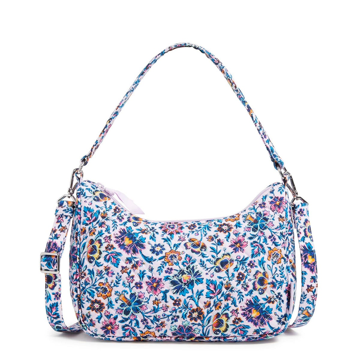 A Vera Bradley Frannie Crescent Crossbody Bag In Cloud Vine Multi Pattern.