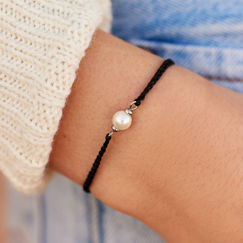 Simple Pearl Bead Silver Bracelet