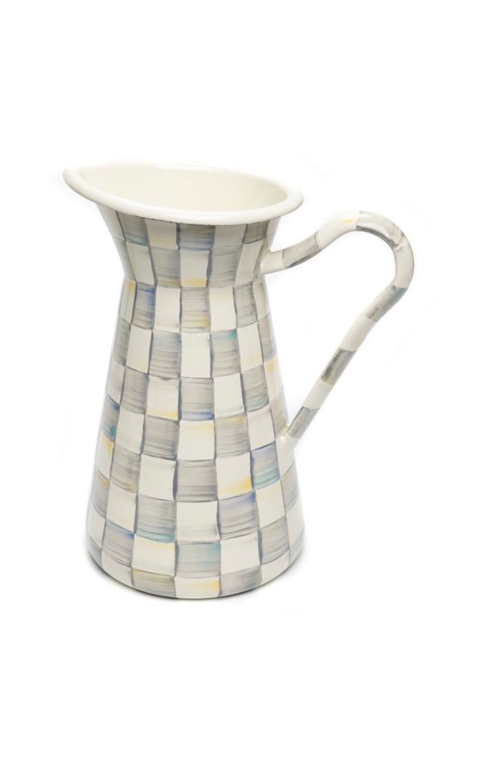 Sterling Check Enamel Practical Pitcher - Large