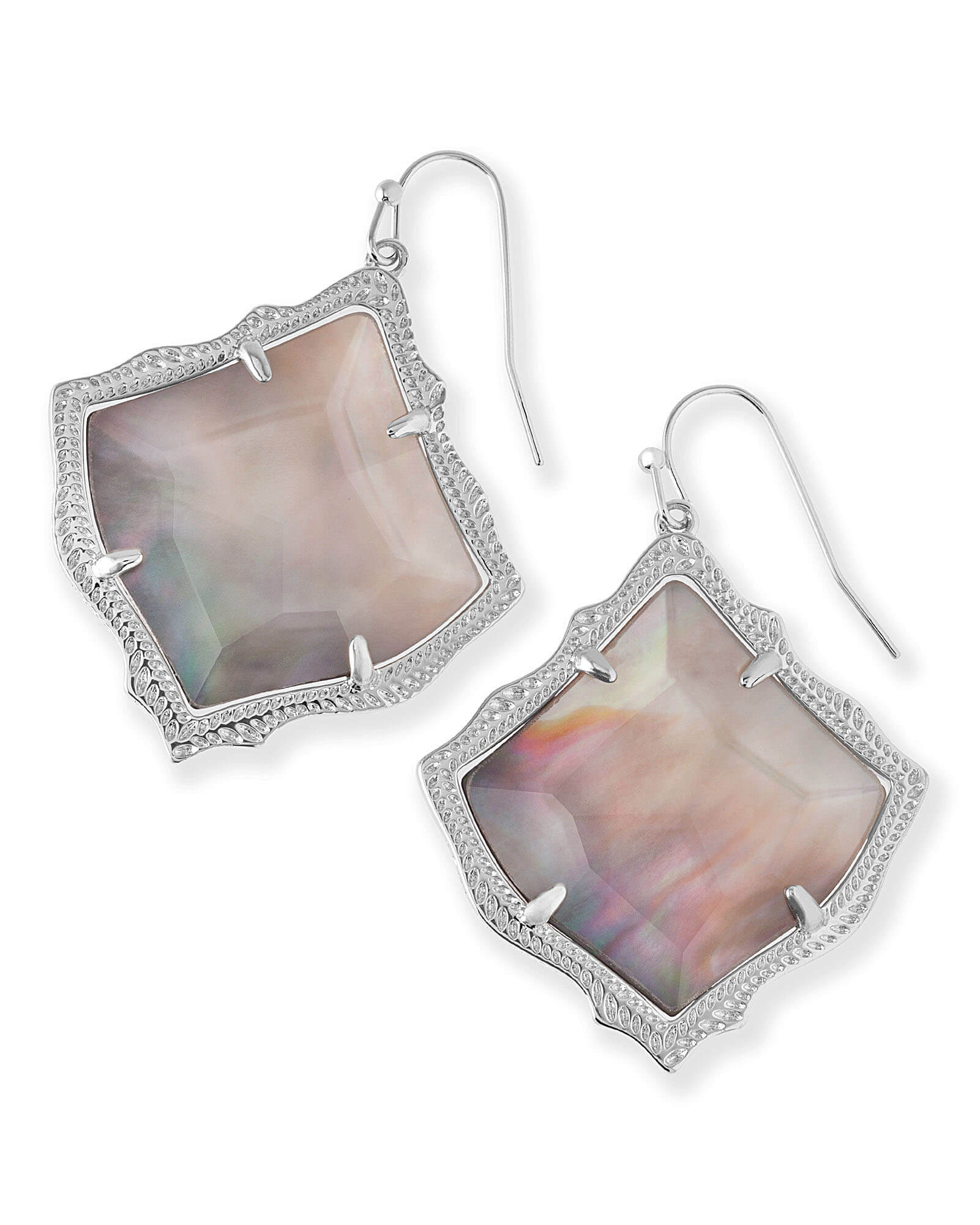 Kirsten Rhodium - Black Mother of Pearl Earrings