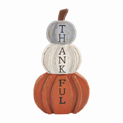 MudPie pumpkin plaque featuring the words "Thankful"