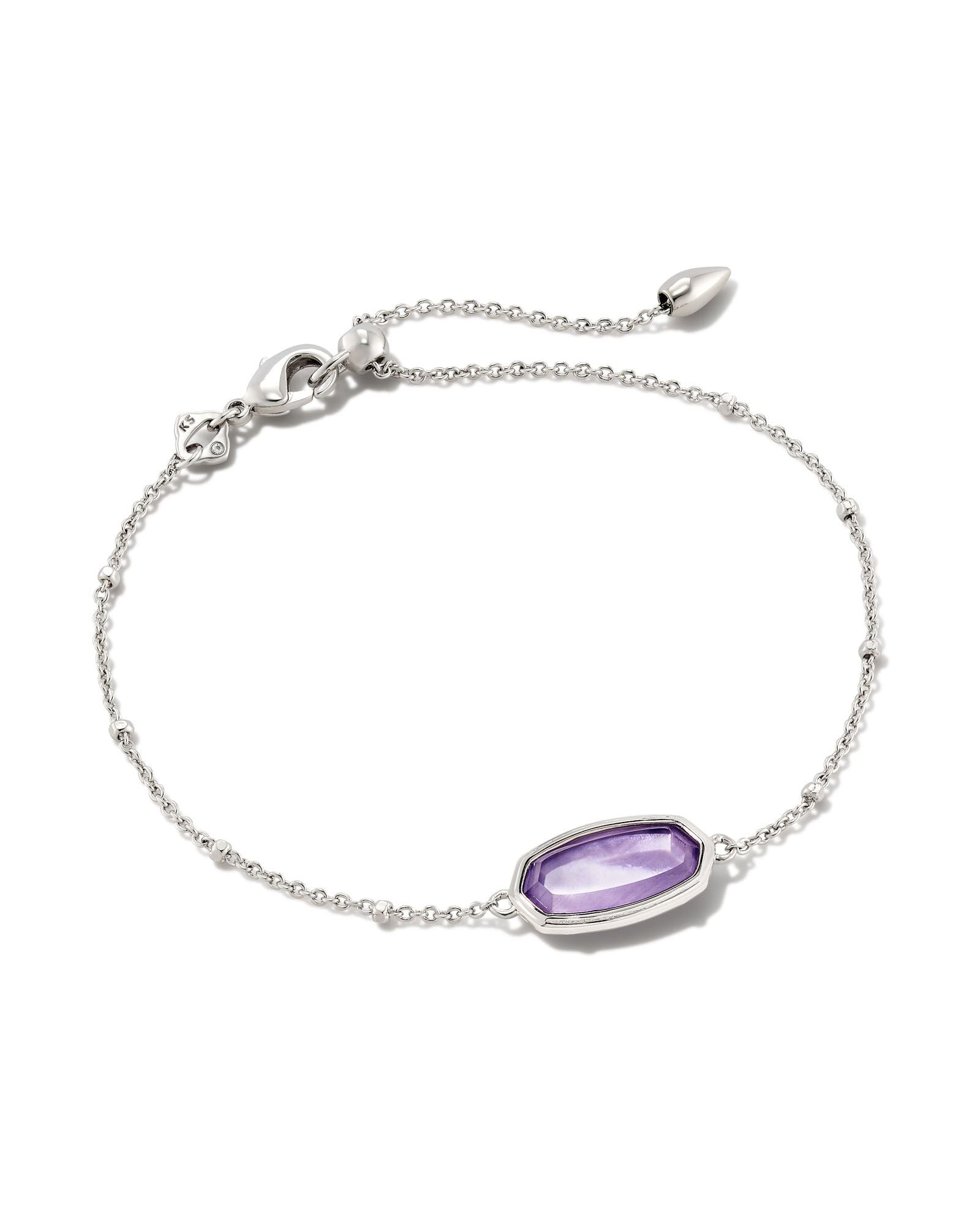 Kendra Scott Framed Elaina Delicate Chain Bracelet In Rhodium Lavender Opalite Illusion/